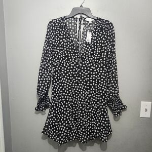 Top Shop Womens Black and White Polka Dot Dress Size 4 New With Tags